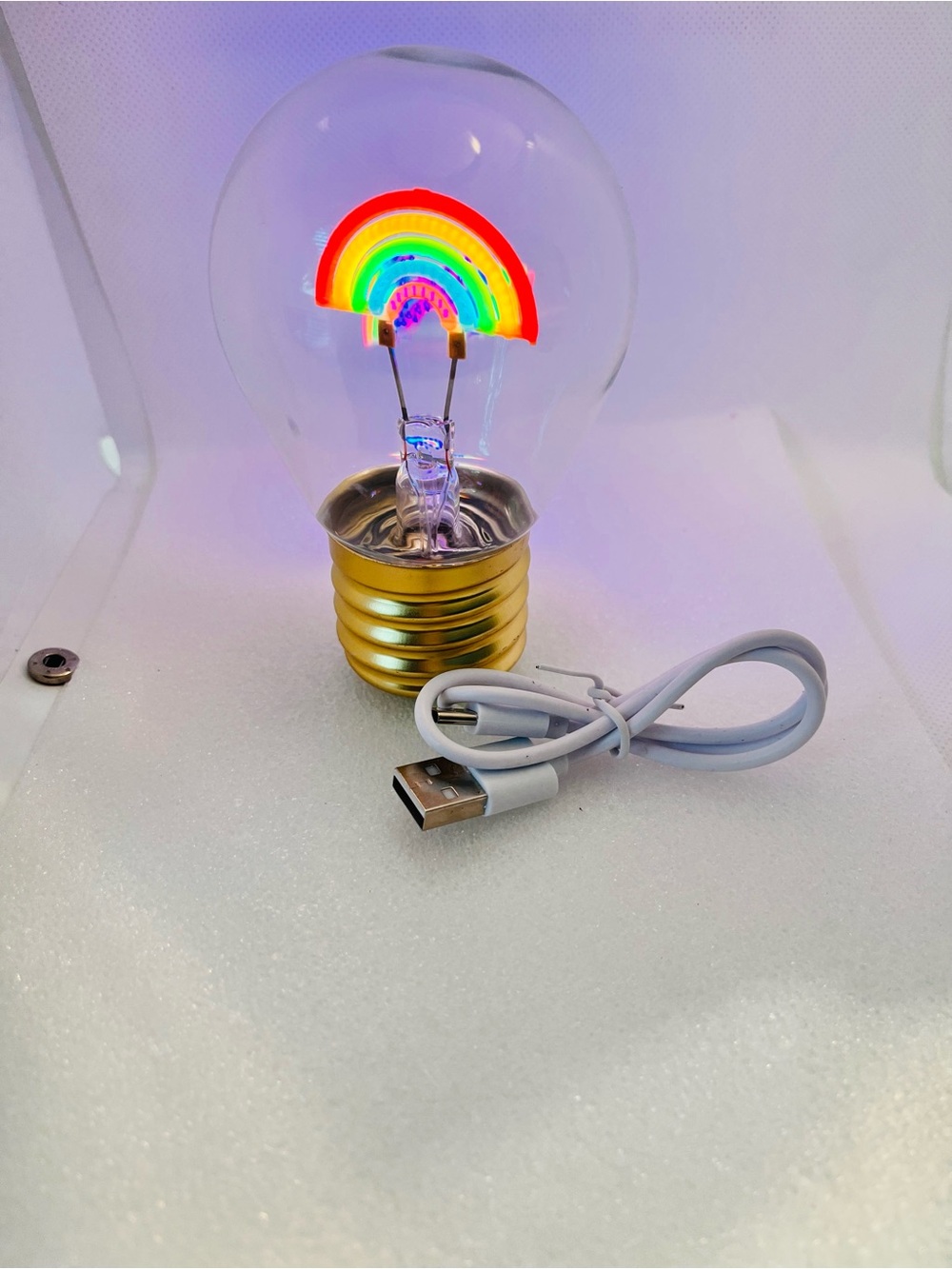 Rainbow Night Light Bulb  - Gold Base - Picture 4 of 7